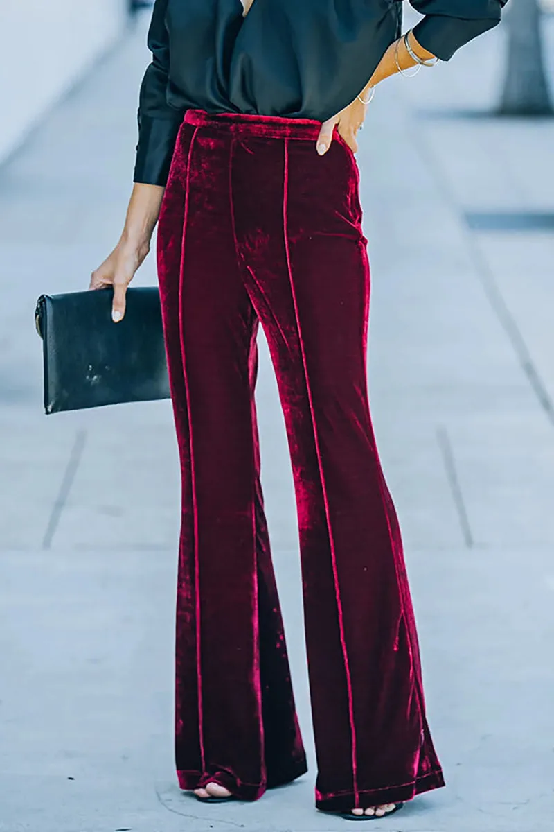 Cheerful Velvet Seam Flares Pants