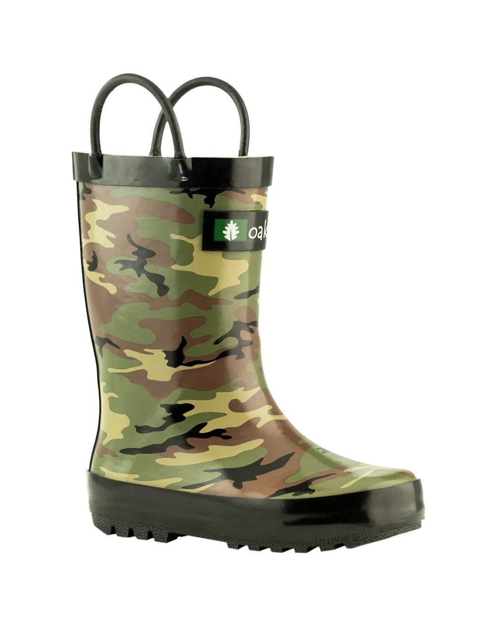 CHILDREN’S RUBBER RAIN BOOTS, ARMY CAMO