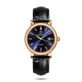 CLASSIC 36MM - Swiss Quartz Movement Watch | Rose Gold & Blue