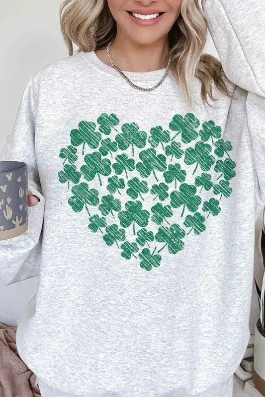 Clover Heart St Patricks Oversized Sweatshirt
