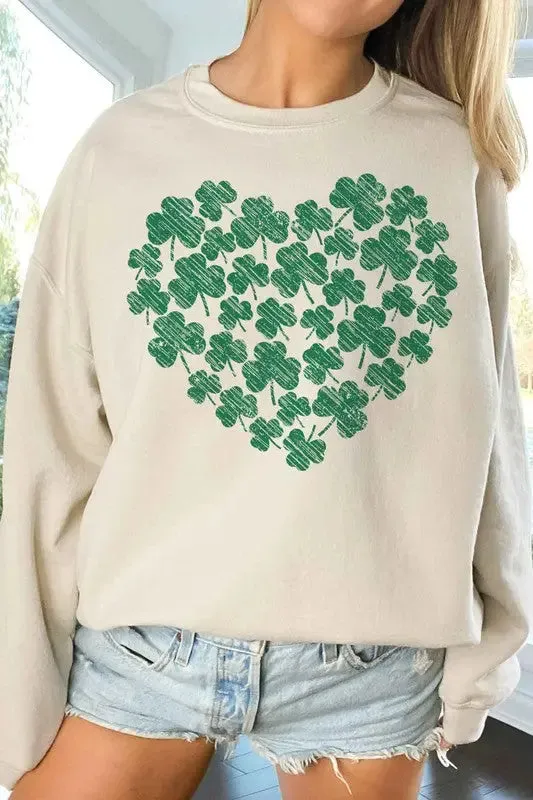 Clover Heart St Patricks Oversized Sweatshirt