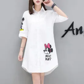 Coco Minnie Mouse Printed Summer Shirt Dress
