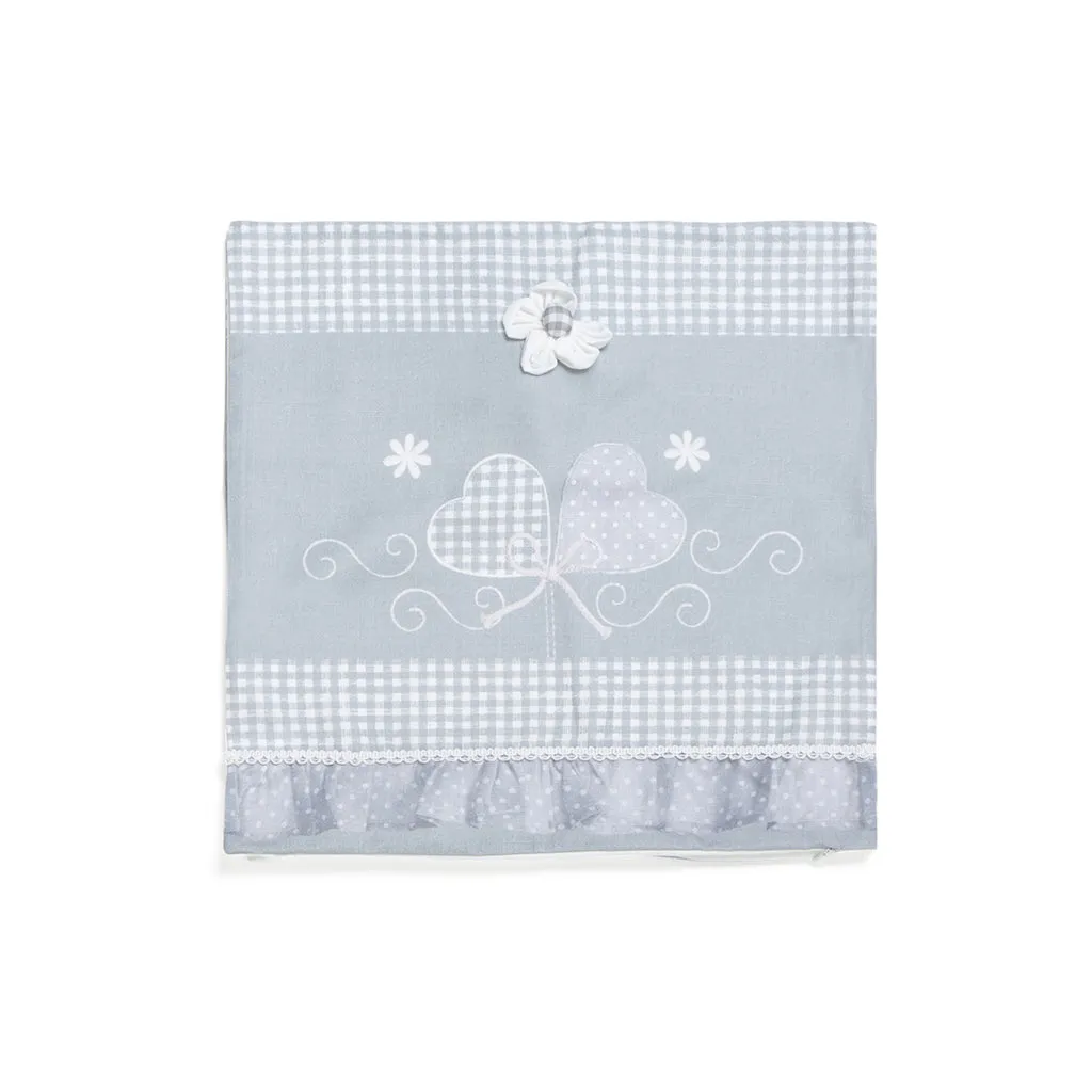 Coppia Federe Cuscini Arredo 43x43 Shabby Chic Grigio