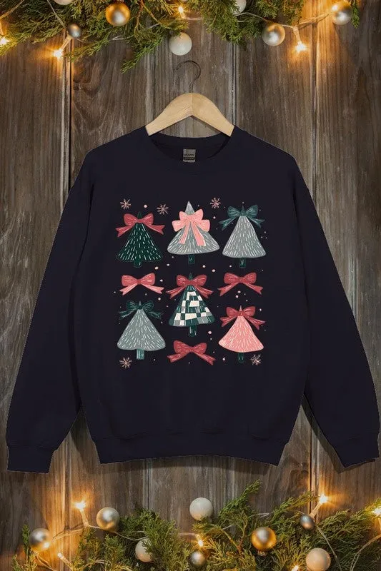 Coquette Christmas Tree Graphic Fleece Sweatshirts