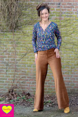Corduroy velvet pants- velvet touch - casual & chique - stretch- camel