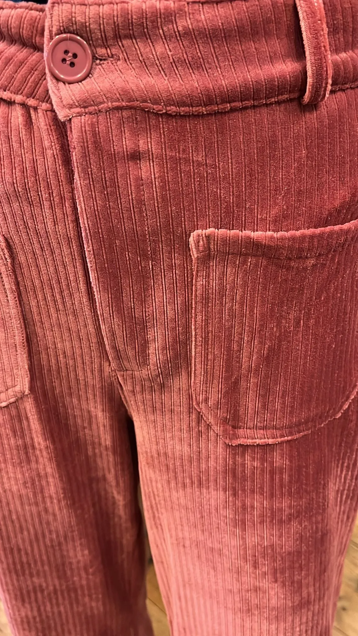 Corduroy velvet pants- velvet touch - casual & chique - stretch- old pink