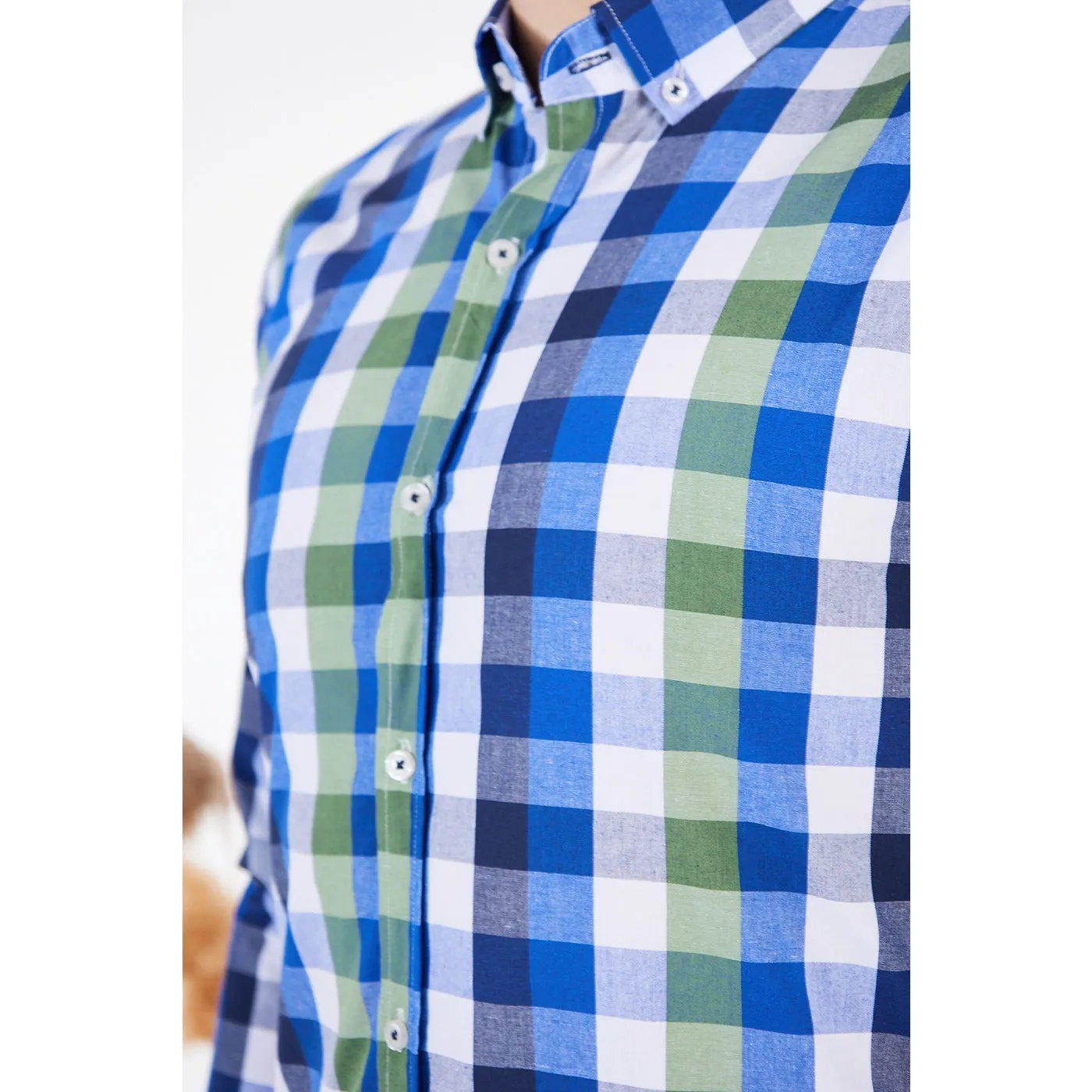 Cotton Blue Gingham Check Shirt