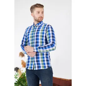 Cotton Blue Gingham Check Shirt