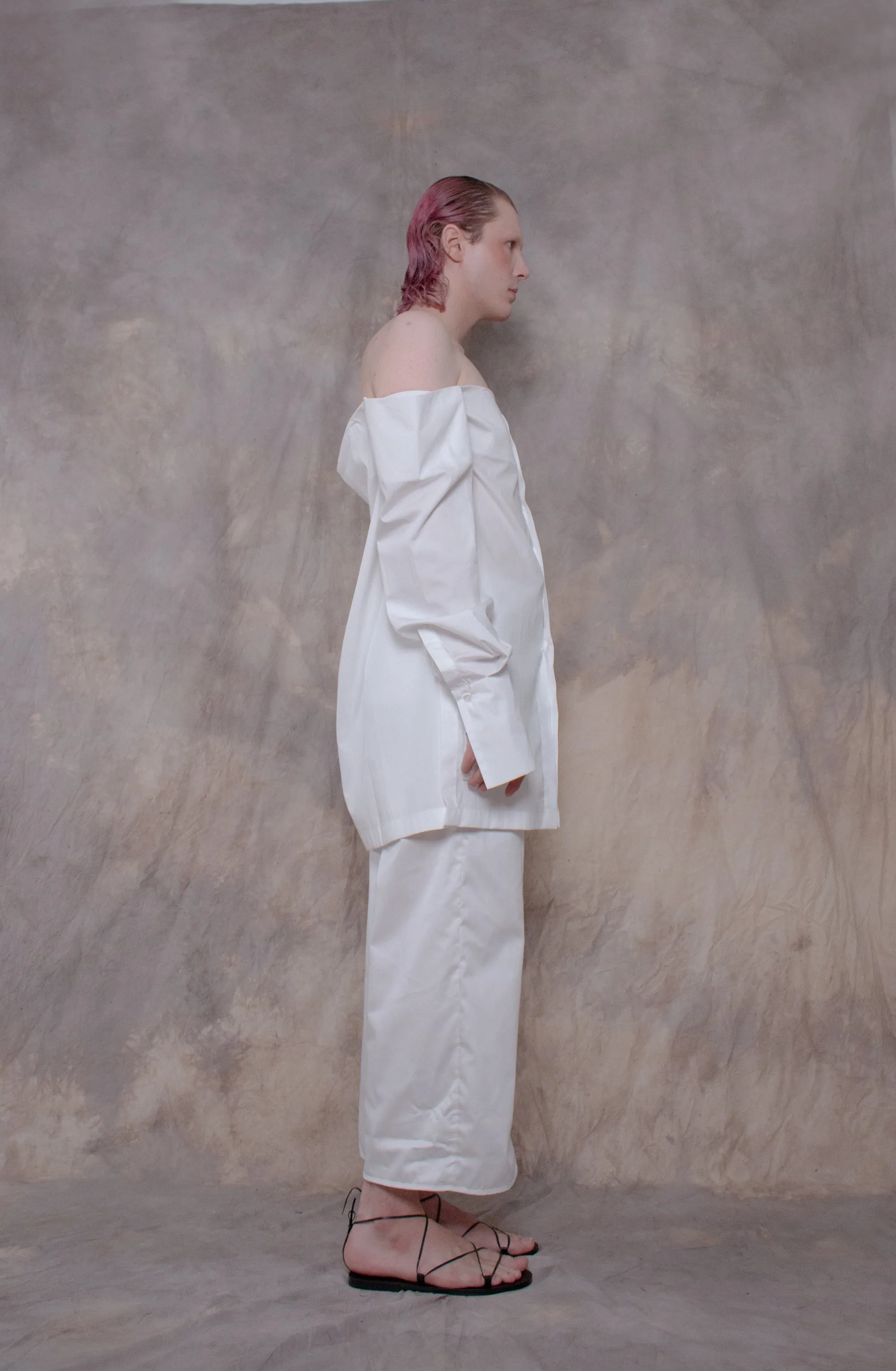 Cropped White Cotton Shirt