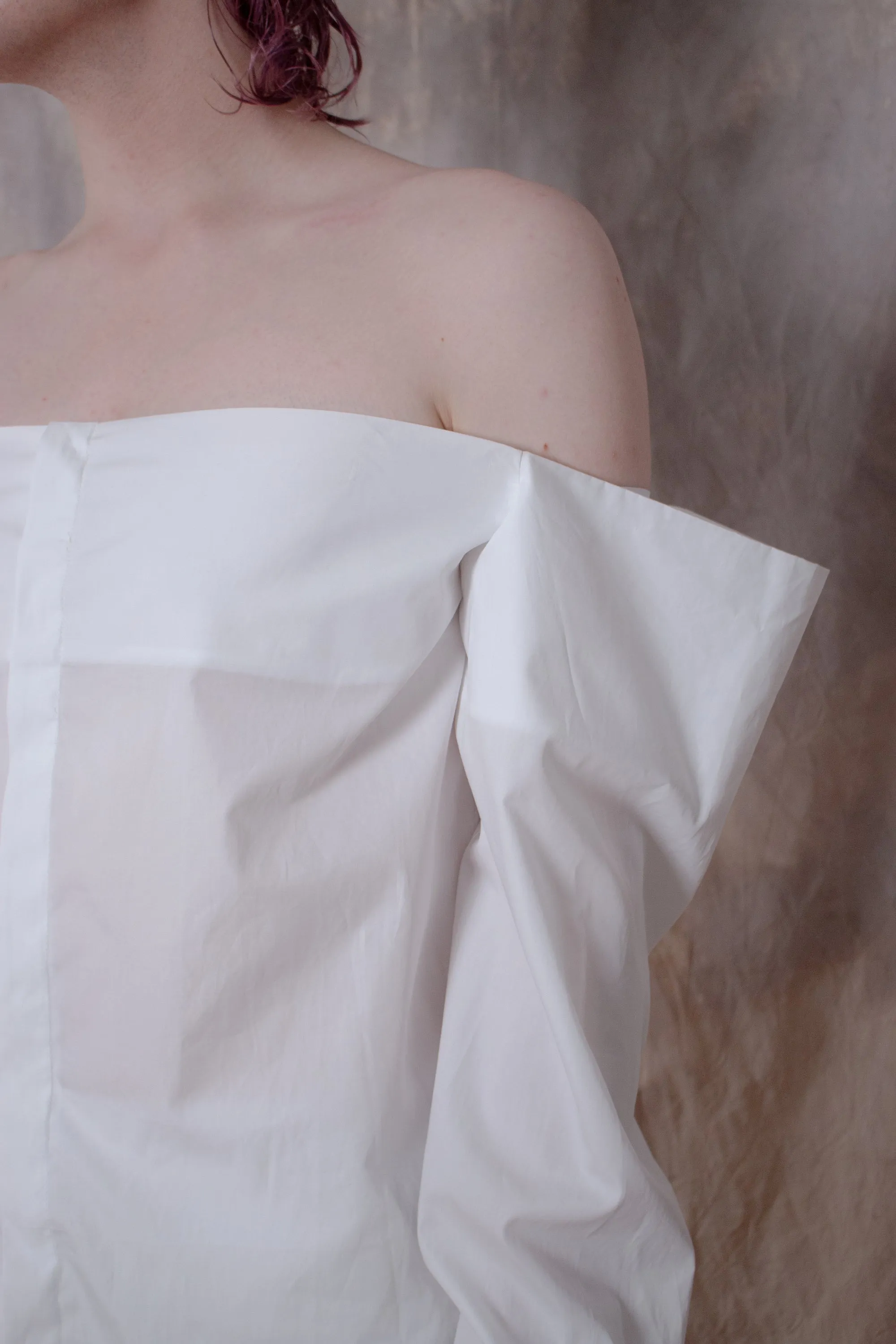 Cropped White Cotton Shirt