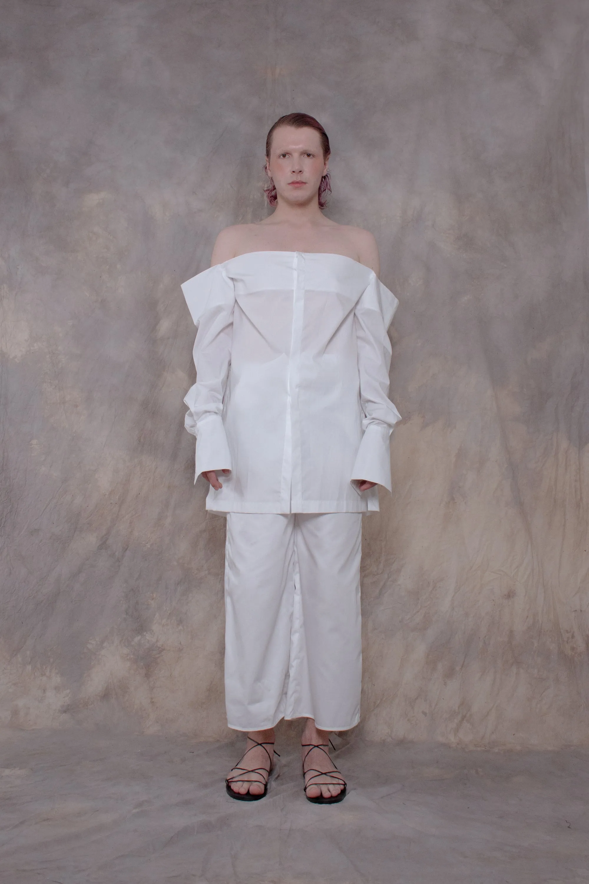 Cropped White Cotton Shirt