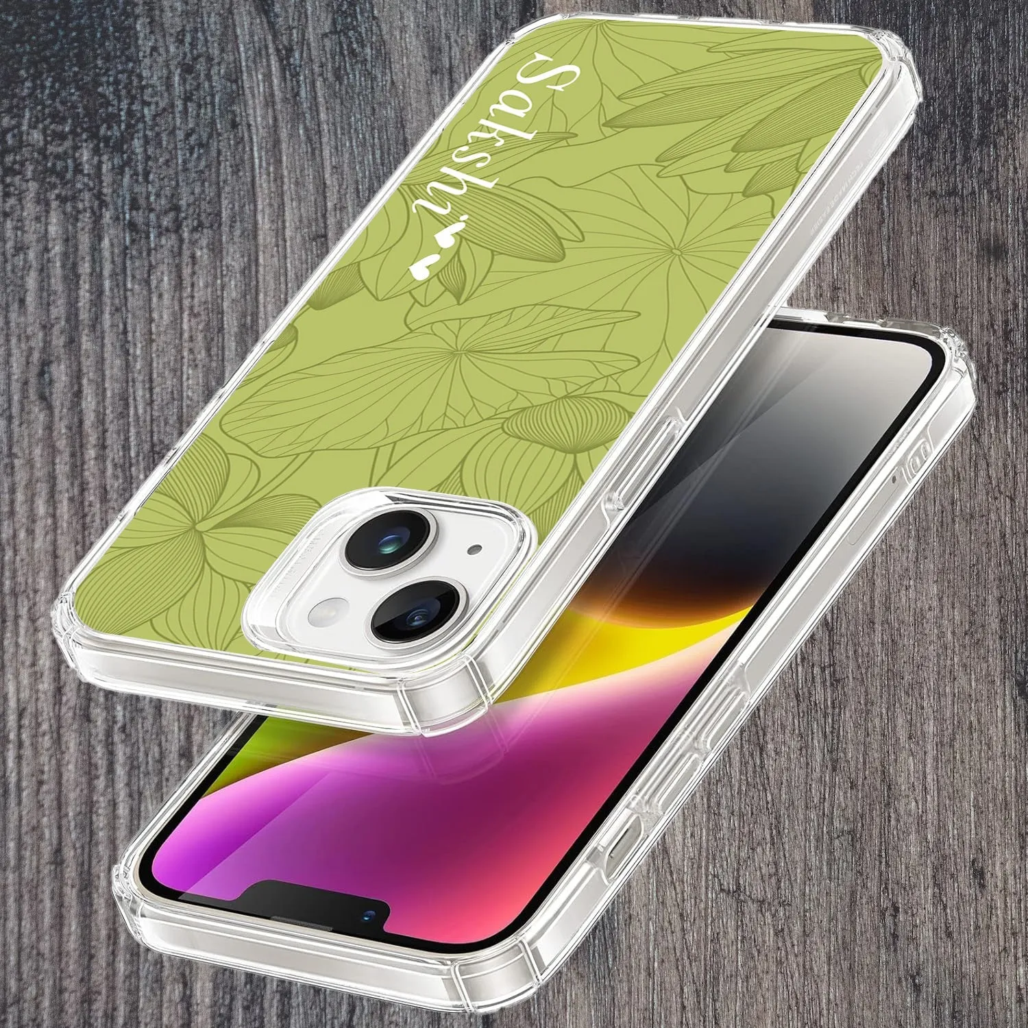 Customized luxury Mint Green leaves Transparent Silicon Case For OnePlus