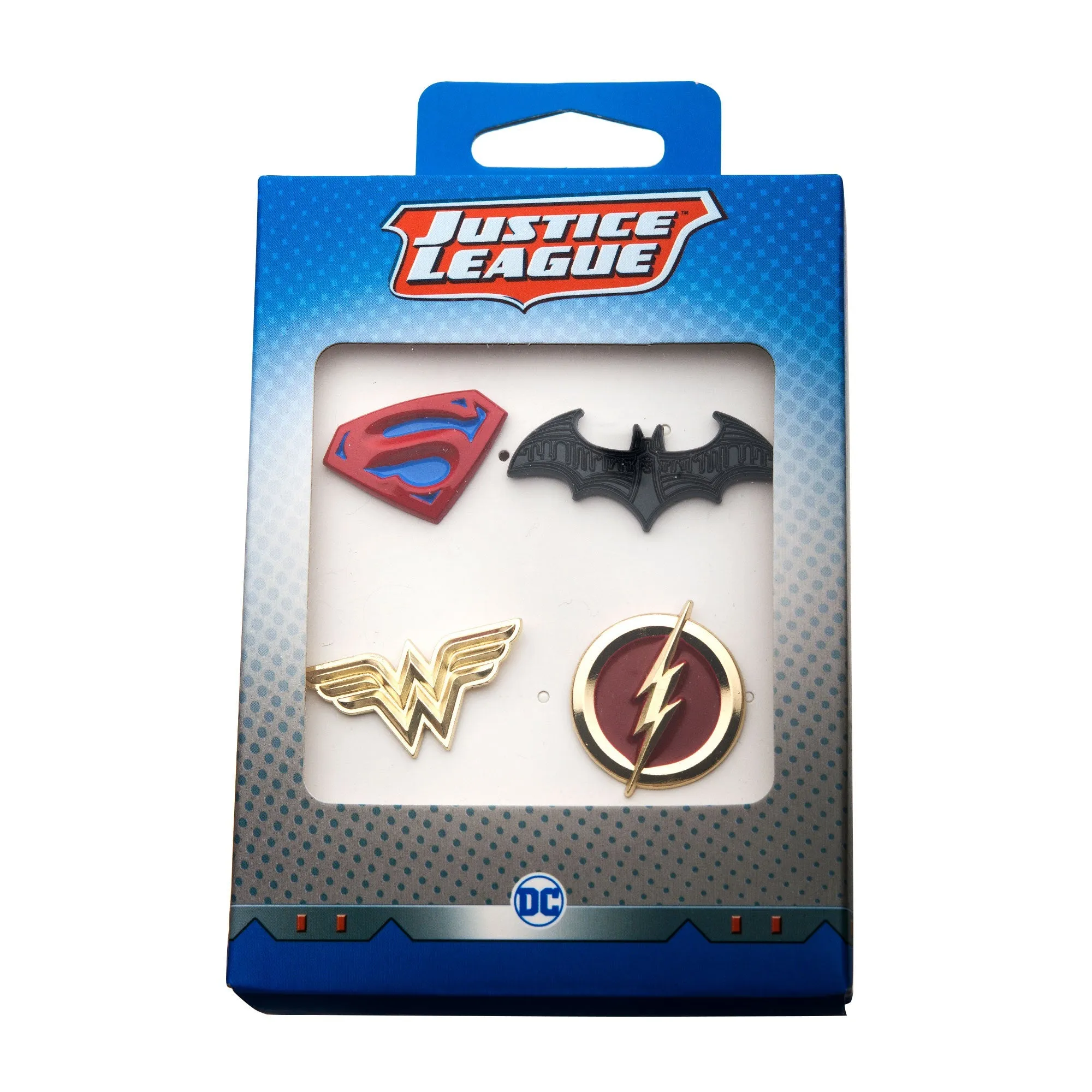 DC Comics Justice League Superman/Batman/Wonder Woman/The Flash Enamel Lapel Pin Set (4pcs)
