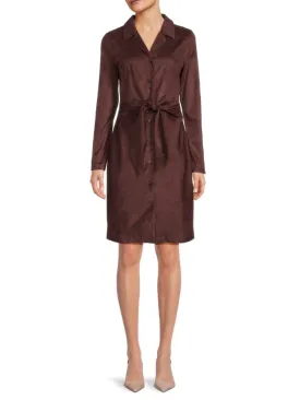 Donna Karan Tie Front Shirt Dress in Mulberry