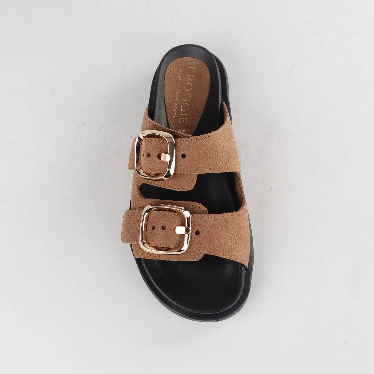 Double Buckle Mules in Tobacco - 12681