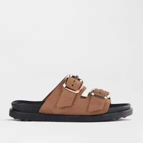Double Buckle Mules in Tobacco - 12681
