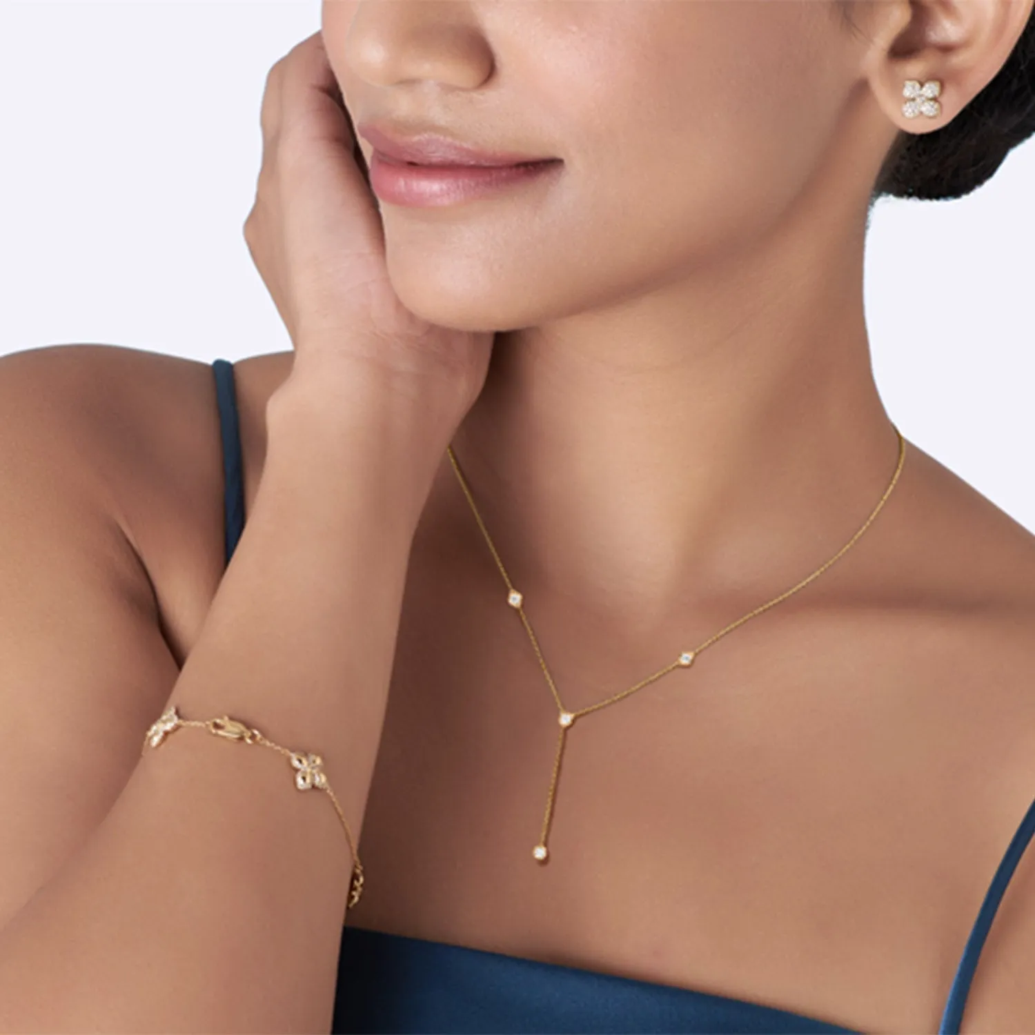 Encompassing Round Stationed Y Necklace