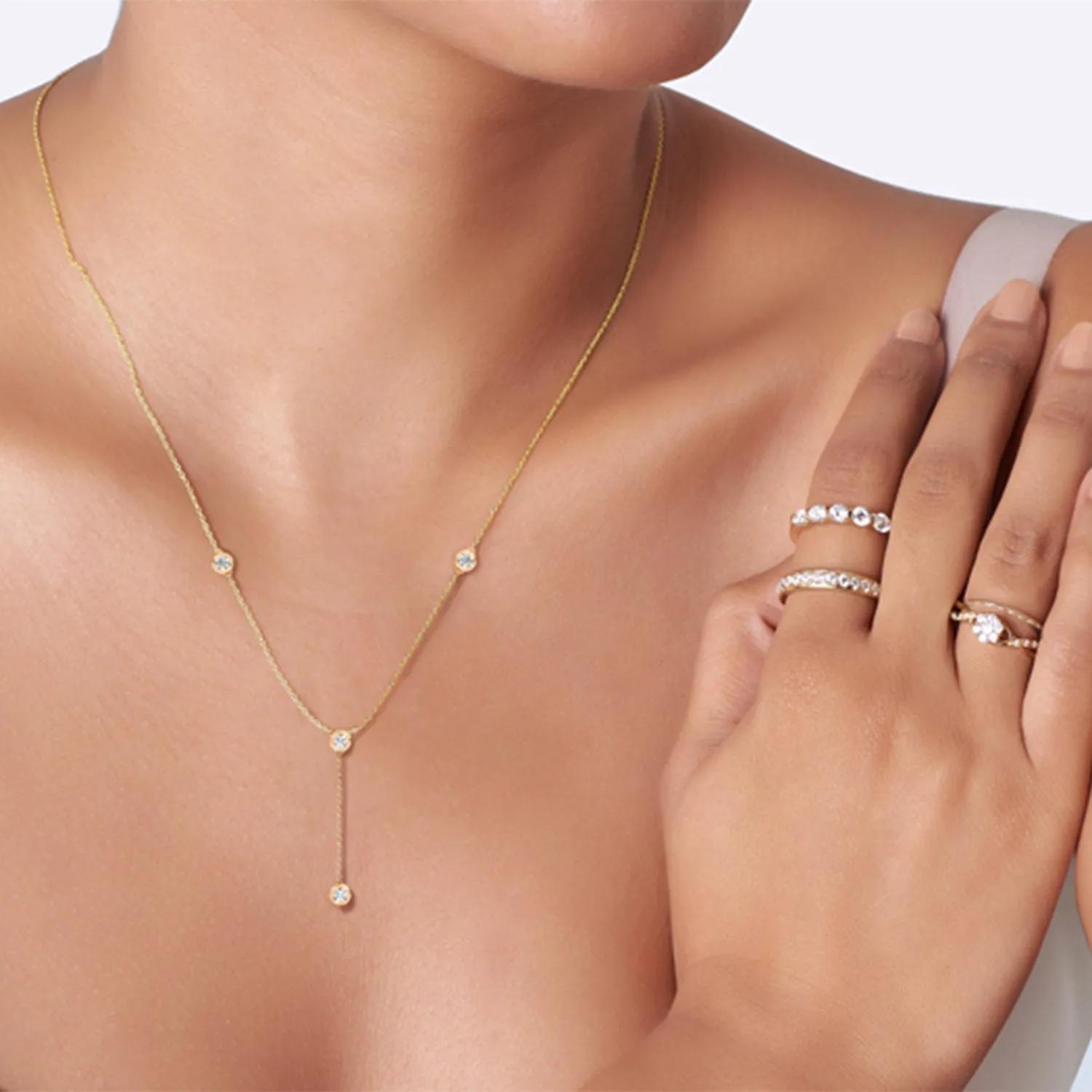 Encompassing Round Stationed Y Necklace