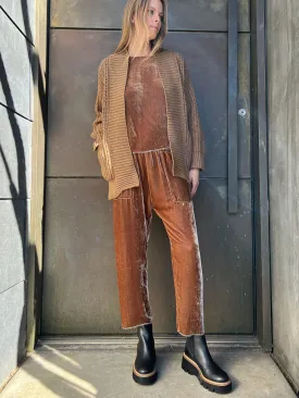 Erika Drop Pant in Velvet - Nutmeg