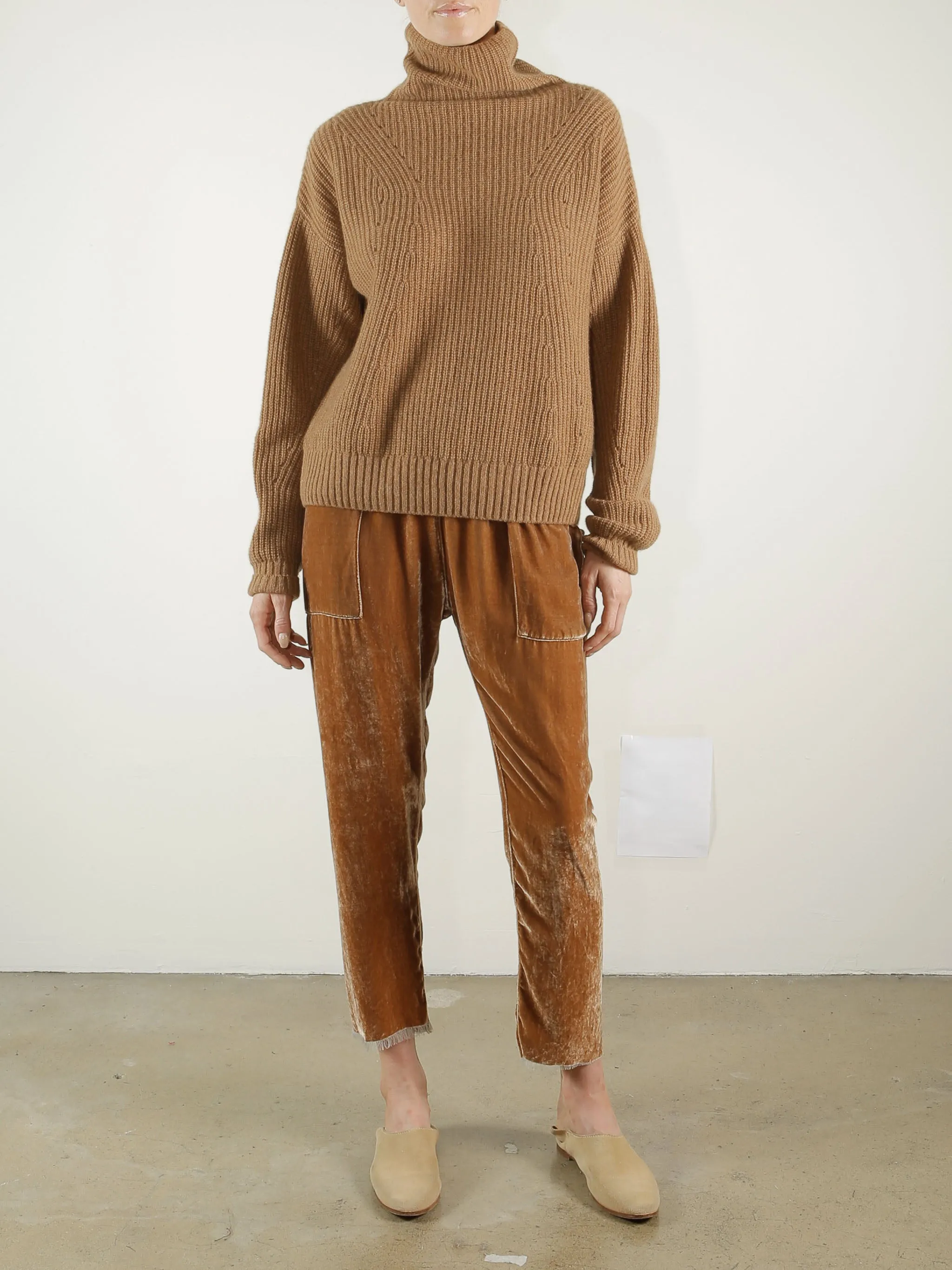 Erika Drop Pant in Velvet - Nutmeg