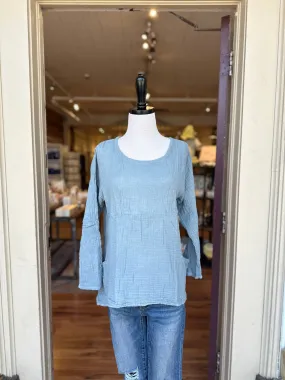 Fern Double Cotton Gauze Top in Light Blue