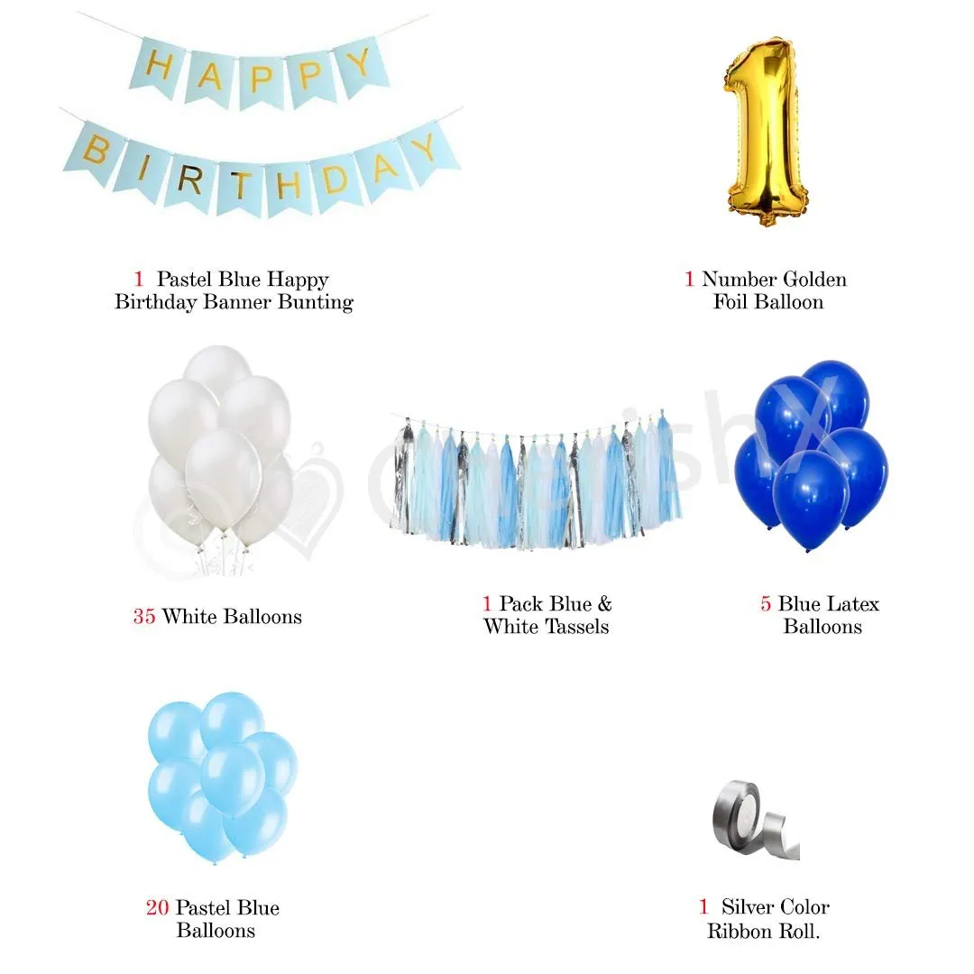 First Birthday Pastel Balloon Decoration - Pack of 64 Pcs DIY Kit - Kids Birthday