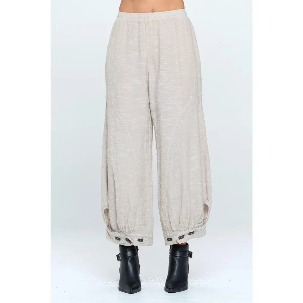 Focus Fashion Harem Cotton Slub White Pants (Women's)