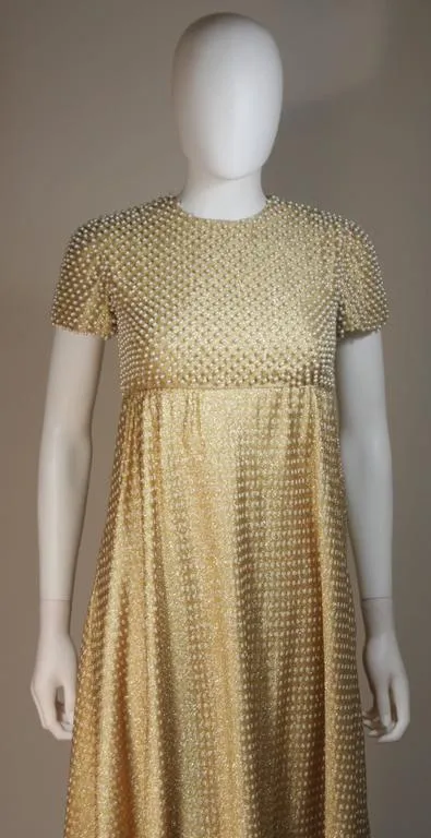 GEOFFREY BEENE 1960s Gold Baby Doll Gown Size 2-4