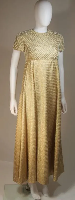 GEOFFREY BEENE 1960s Gold Baby Doll Gown Size 2-4