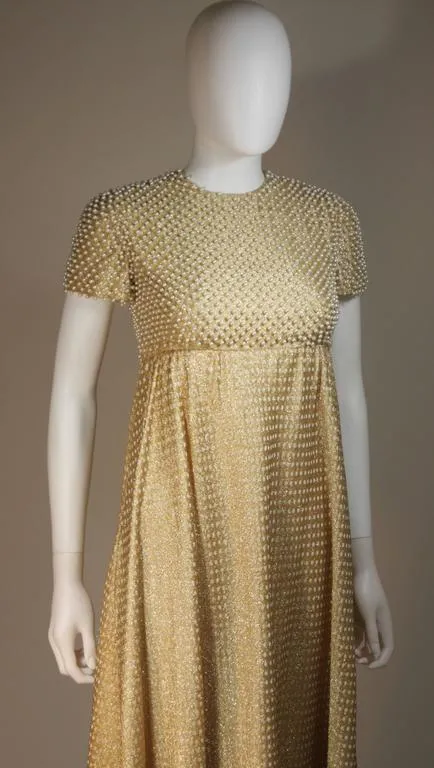 GEOFFREY BEENE 1960s Gold Baby Doll Gown Size 2-4