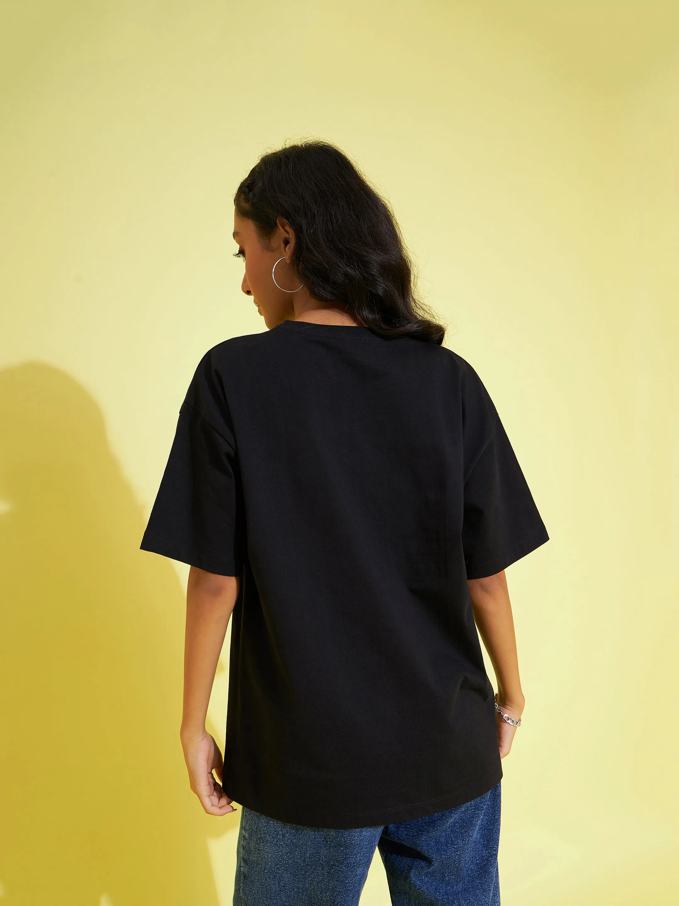 Girls Black Cool Cucumber Oversized T-Shirt