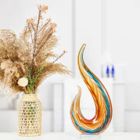 Hand Blown Flame Sommerso Art Glass Sculpture 16 inch tall