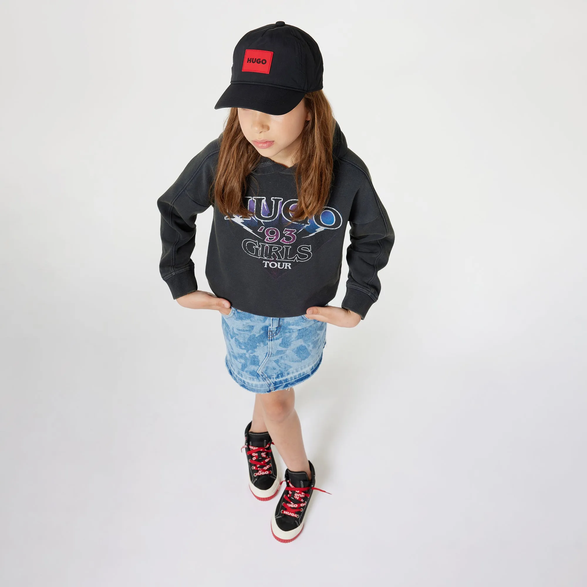Hugo Kids Girls Laser Stars Print Denim Skirt