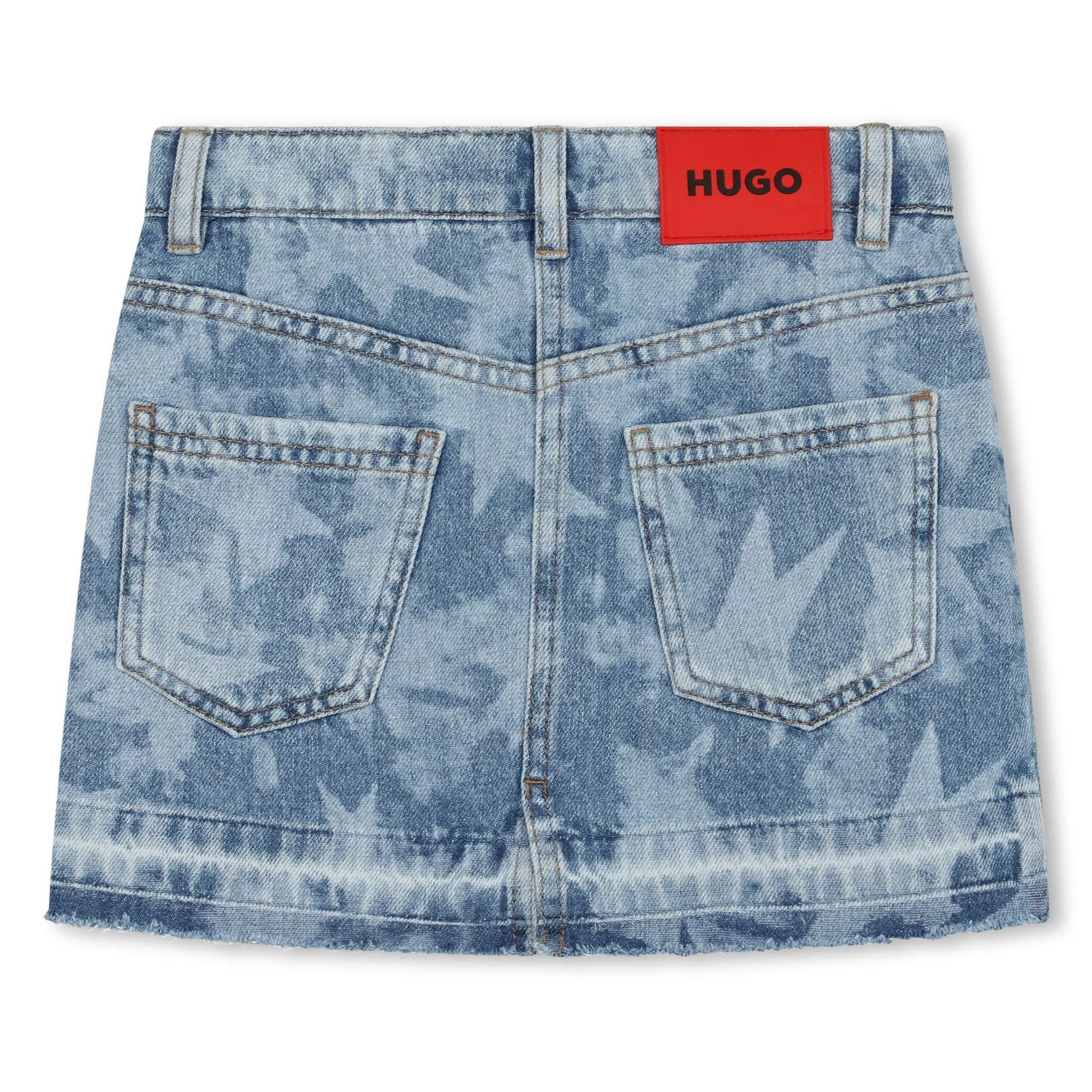 Hugo Kids Girls Laser Stars Print Denim Skirt