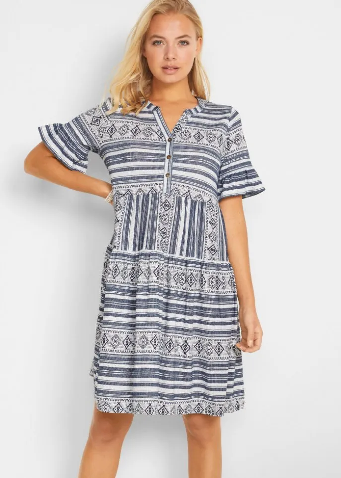 John Baner Jeanswear Short Sleeve Print Shirt Dress, White