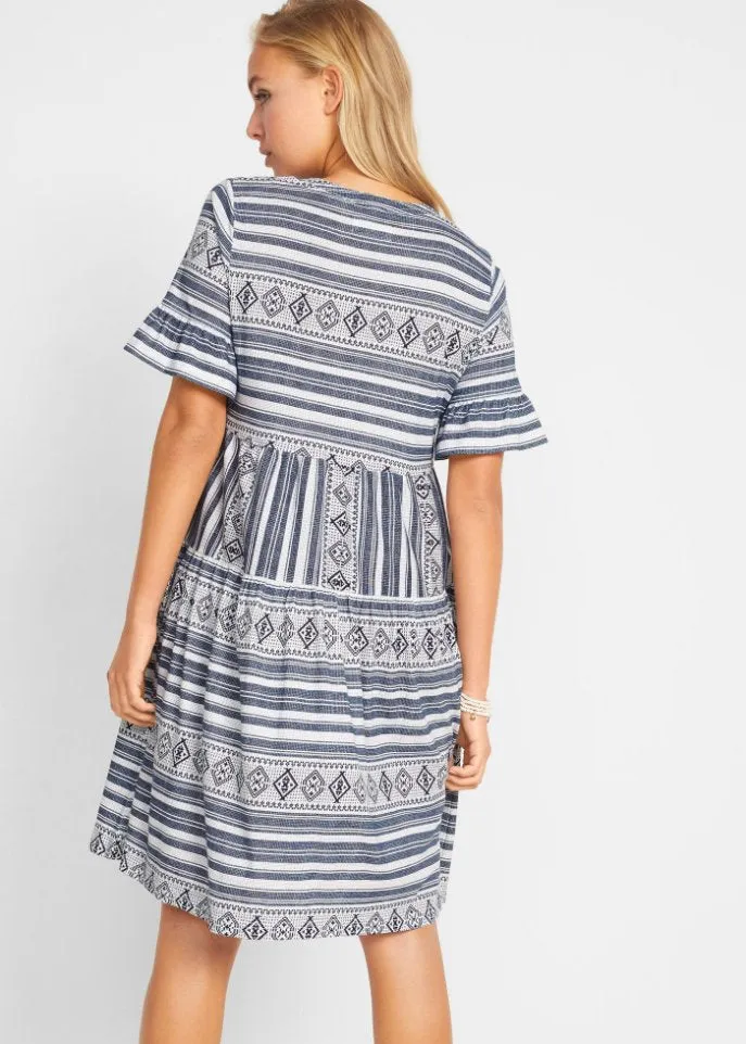 John Baner Jeanswear Short Sleeve Print Shirt Dress, White