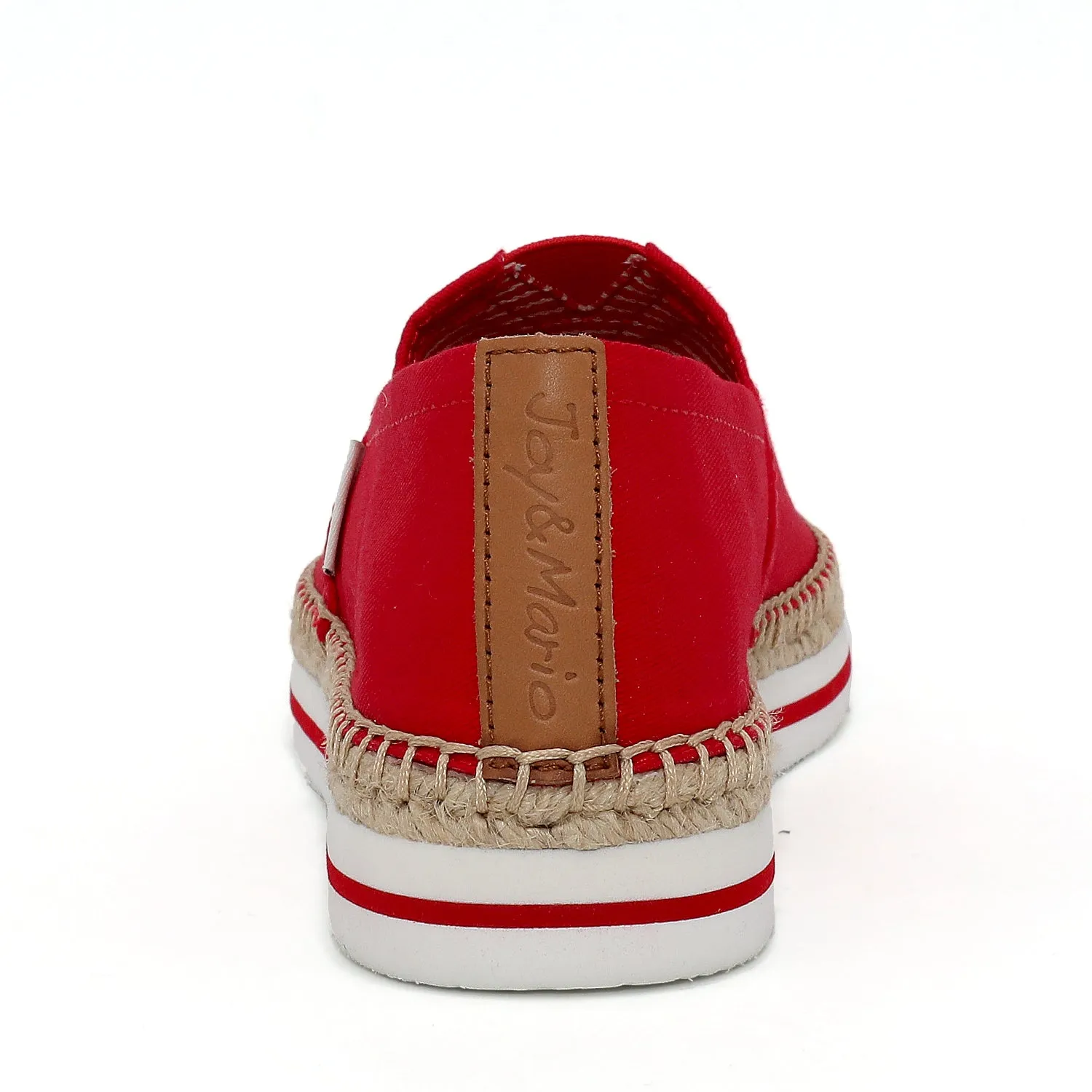 JOY&MARIO HandmadeWomen’s Slip-On Espadrille Fabric Loafers Platform in Red-A51396W