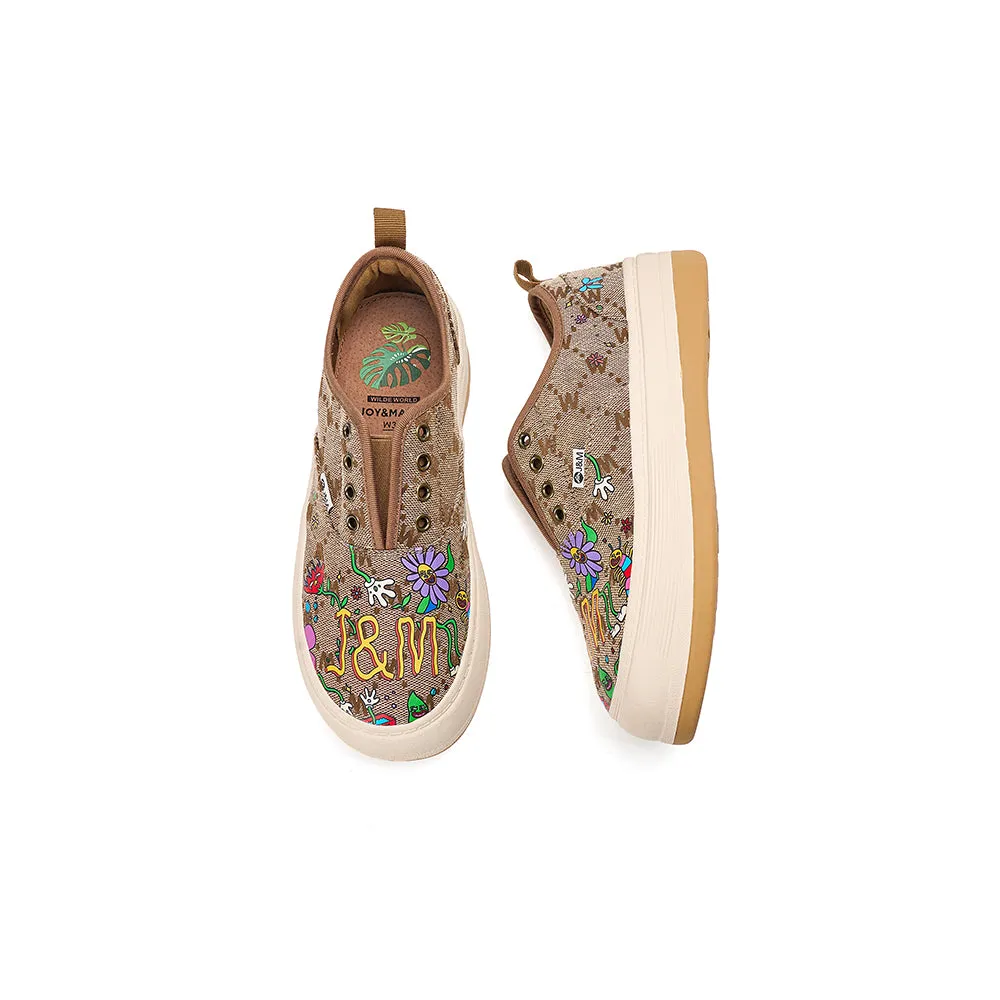 JOY&MARIO Women’s Printed Fabric Slip-on Loafers in Green-87906W