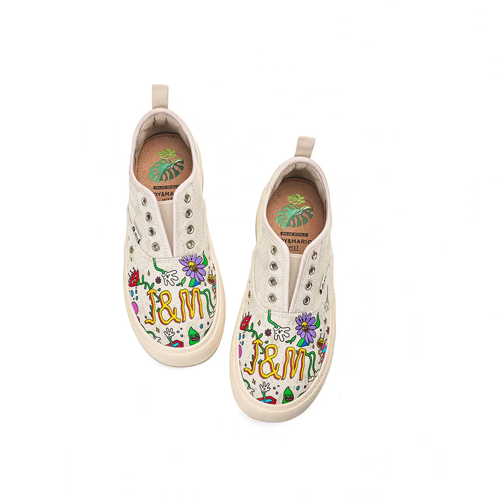 JOY&MARIO Women’s Printed Fabric Slip-on Loafers in Green-87906W