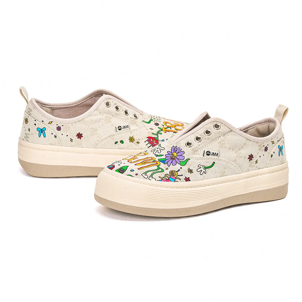 JOY&MARIO Women’s Printed Fabric Slip-on Loafers in Green-87906W