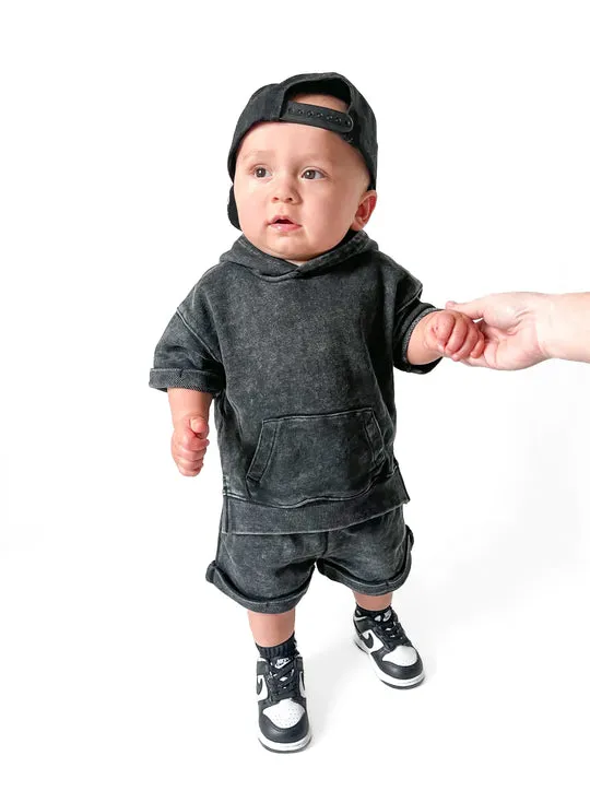 Little Bipsy- Acid Wash Hoodie- Black