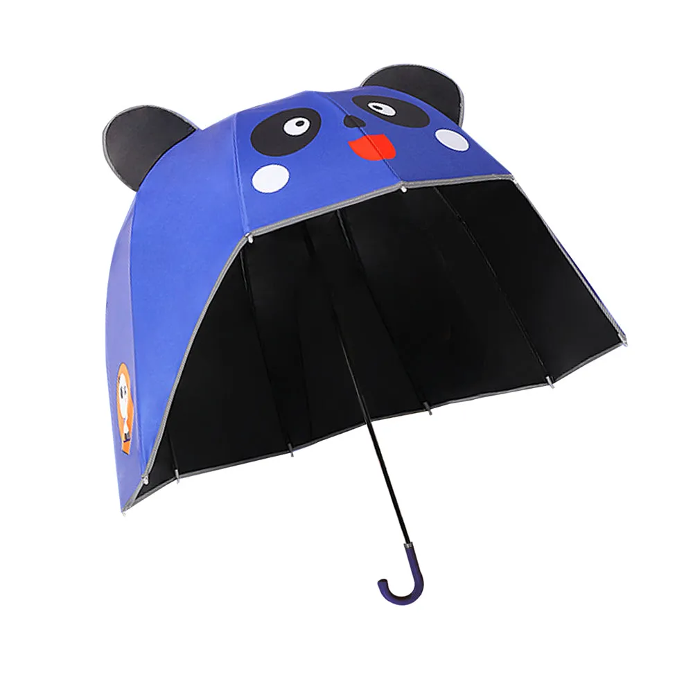 Little Surprise Box Panda Theme,Helmet Shape Kids Umbrella ,4-8Yrs,Bright Blue