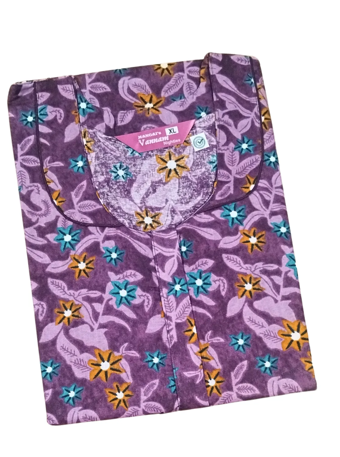 MANGAI New Regular Fit Cotton Printed  Nighties - All Over Printed Stylish Nightwear for Stylish Women | Side Cut Pocket | Beautiful Nighties for Stylish Women's (VNM)