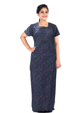 MANGAI New Regular Fit Cotton Printed  Nighties - All Over Printed Stylish Nightwear for Stylish Women | Side Cut Pocket | Beautiful Nighties for Stylish Women's (VNM)