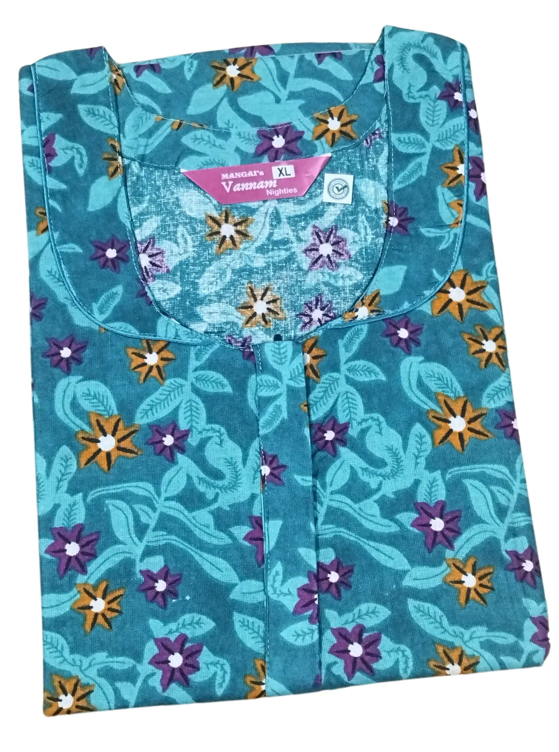 MANGAI New Regular Fit Cotton Printed  Nighties - All Over Printed Stylish Nightwear for Stylish Women | Side Cut Pocket | Beautiful Nighties for Stylish Women's (VNM)
