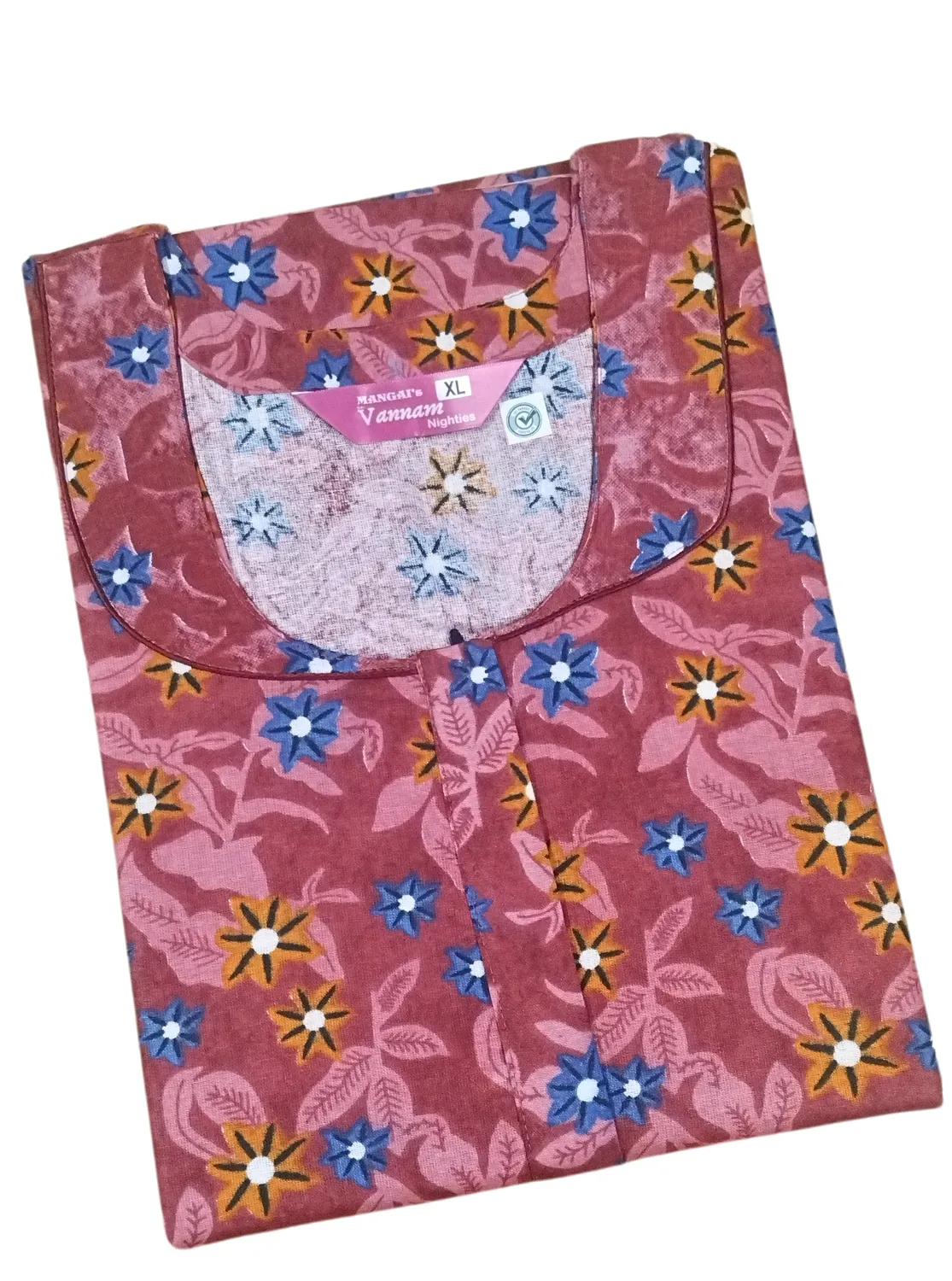 MANGAI New Regular Fit Cotton Printed  Nighties - All Over Printed Stylish Nightwear for Stylish Women | Side Cut Pocket | Beautiful Nighties for Stylish Women's (VNM)