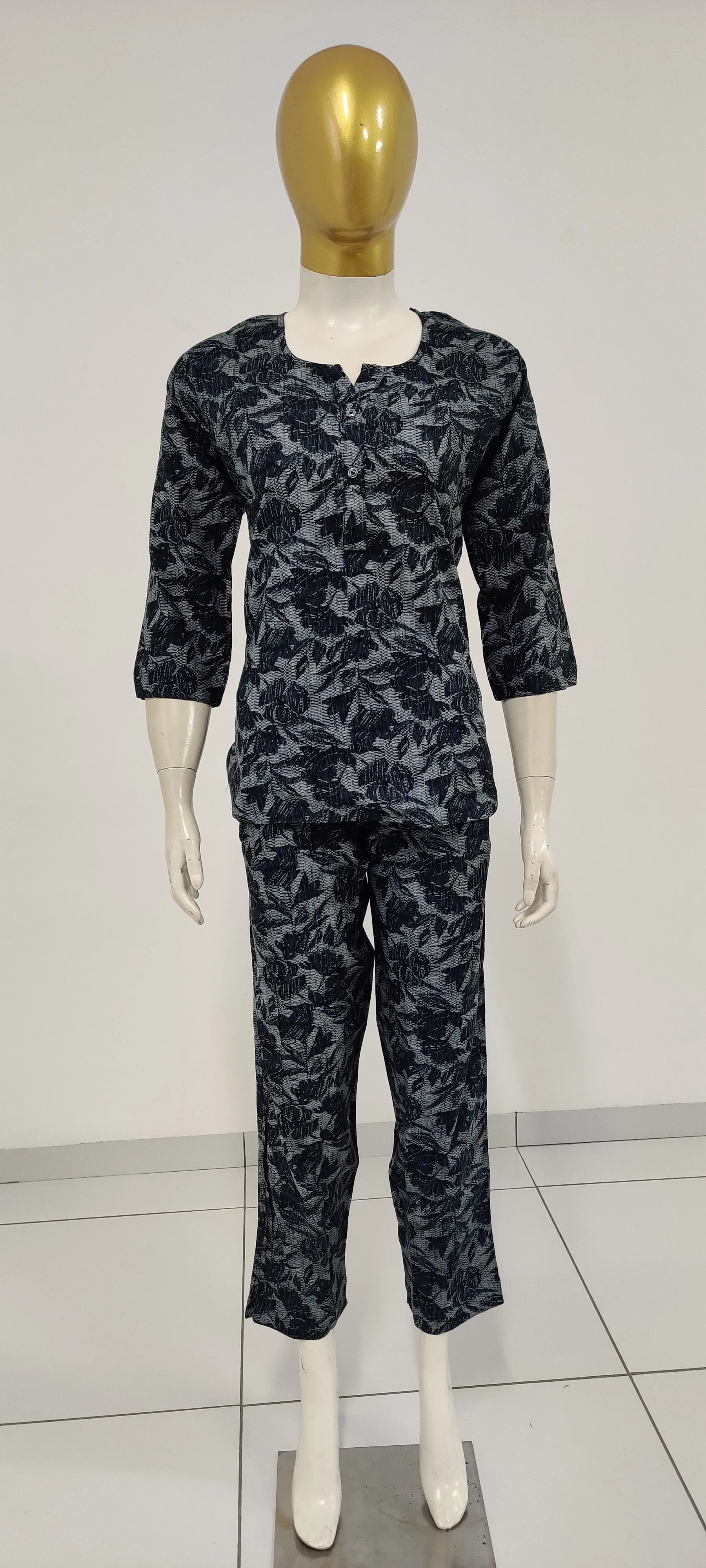 MANGAI Premium RAYON Printed Stylish U-Cut Model Night Suits | Stylish Print's All Over | Top & Bottom Set | 3/4 Sleeve| U-Cut Neck | Trendy Night Suits for Stylish Women's (RUNS-UCUT)