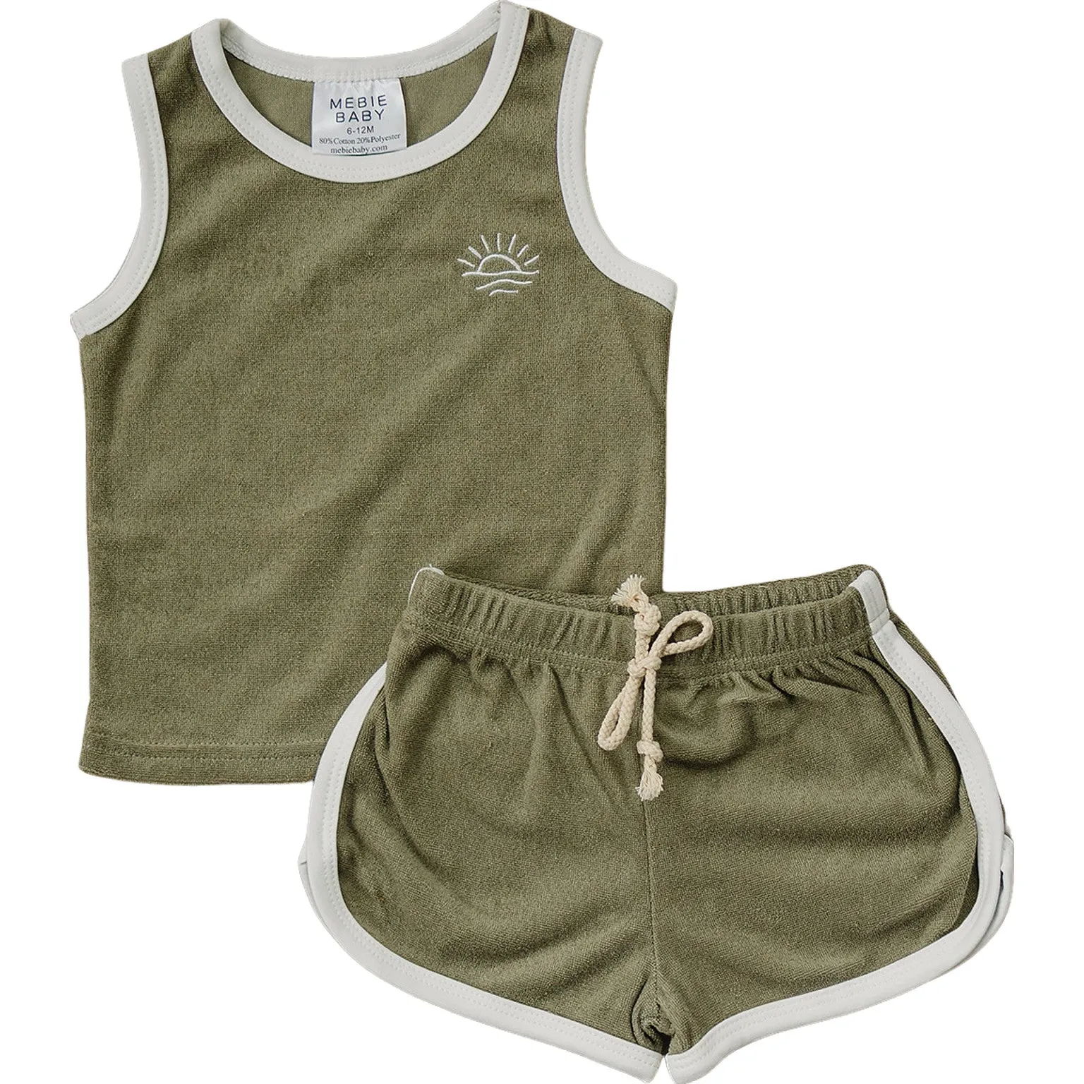 Mebie Baby- Green Terry Cloth Short Set
