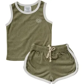 Mebie Baby- Green Terry Cloth Short Set