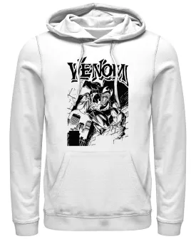 Men's classic marvel comics poster "Venom" Fifth Sun pullover hoodie, white